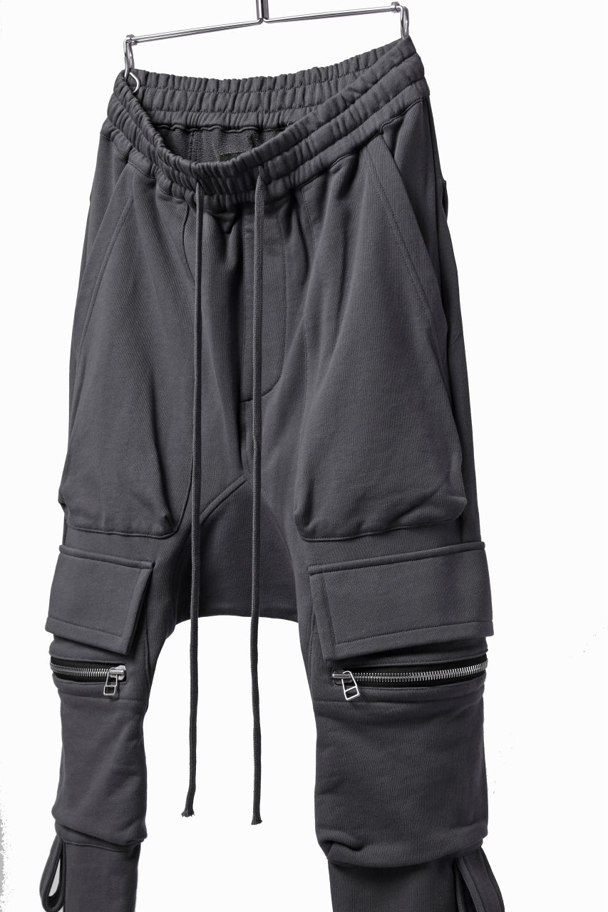 画像をギャラリービューアに読み込む, A.F ARTEFACT FLAP ZIP SARROUEL SKINNY PANTS / COTTON SWEAT (GREY)