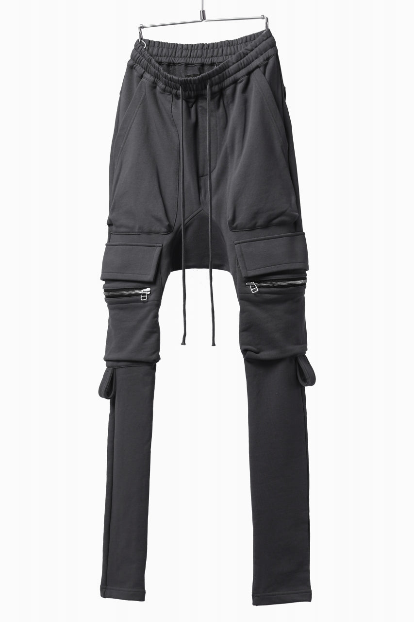 画像をギャラリービューアに読み込む, A.F ARTEFACT FLAP ZIP SARROUEL SKINNY PANTS / COTTON SWEAT (GREY)