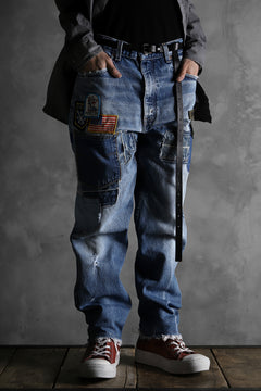 画像をギャラリービューアに読み込む, CHANGES VINTAGE REMAKE PATCHWORK DENIM TAPERED PANTS / VINTAGE DENIM (INDIGO #A)