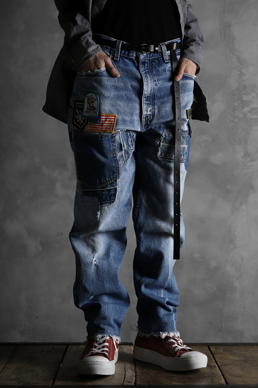 画像をギャラリービューアに読み込む, CHANGES VINTAGE REMAKE PATCHWORK DENIM TAPERED PANTS / VINTAGE DENIM (INDIGO #A)