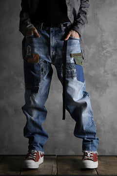 画像をギャラリービューアに読み込む, CHANGES VINTAGE REMAKE PATCHWORK DENIM TAPERED PANTS / VINTAGE DENIM (INDIGO #A)