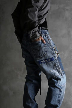 画像をギャラリービューアに読み込む, CHANGES VINTAGE REMAKE PATCHWORK DENIM TAPERED PANTS / VINTAGE DENIM (INDIGO #A)