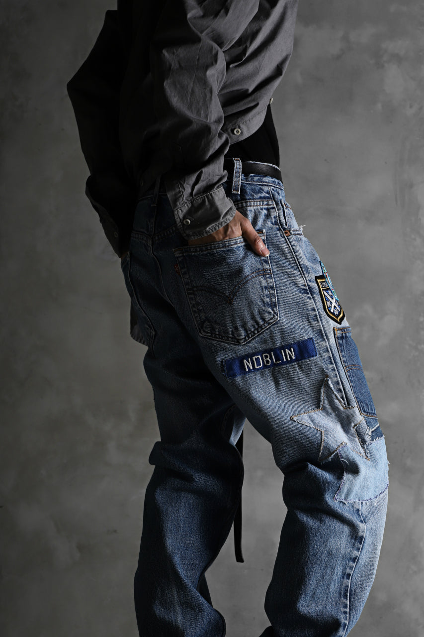 画像をギャラリービューアに読み込む, CHANGES VINTAGE REMAKE PATCHWORK DENIM TAPERED PANTS / VINTAGE DENIM (INDIGO #A)