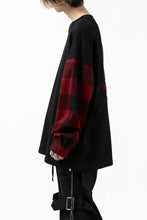 Load image into Gallery viewer, mastermind JAPAN COMBI PULLOVER TOPS / CHECK SHIRT SLEEVE (BLACK x RED)