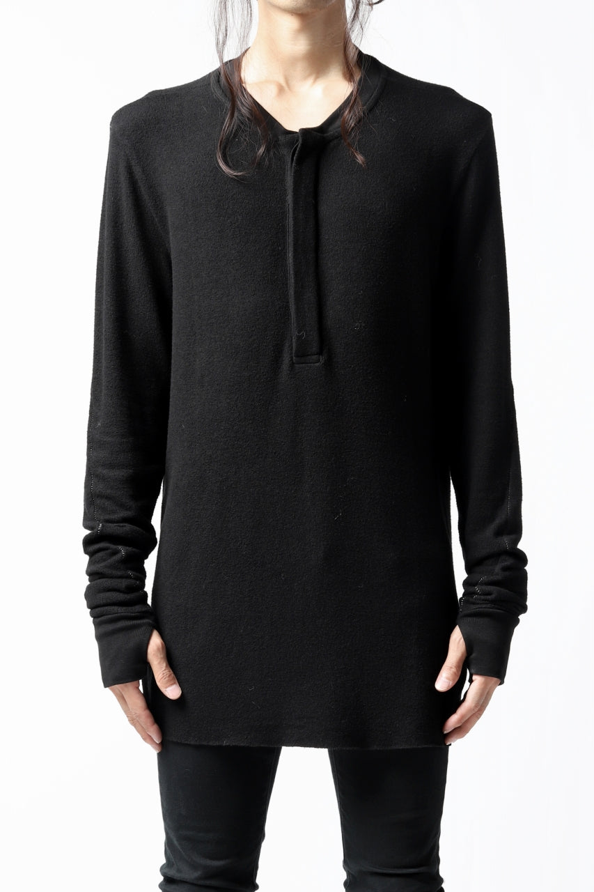 画像をギャラリービューアに読み込む, thomkrom HENRY NECK SWEATER TOPS / OVERLOCK STITCHED (BLACK)