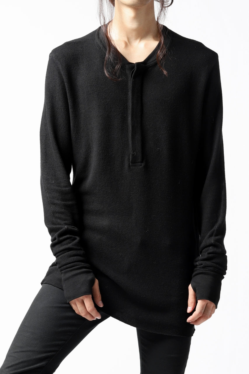 画像をギャラリービューアに読み込む, thomkrom HENRY NECK SWEATER TOPS / OVERLOCK STITCHED (BLACK)