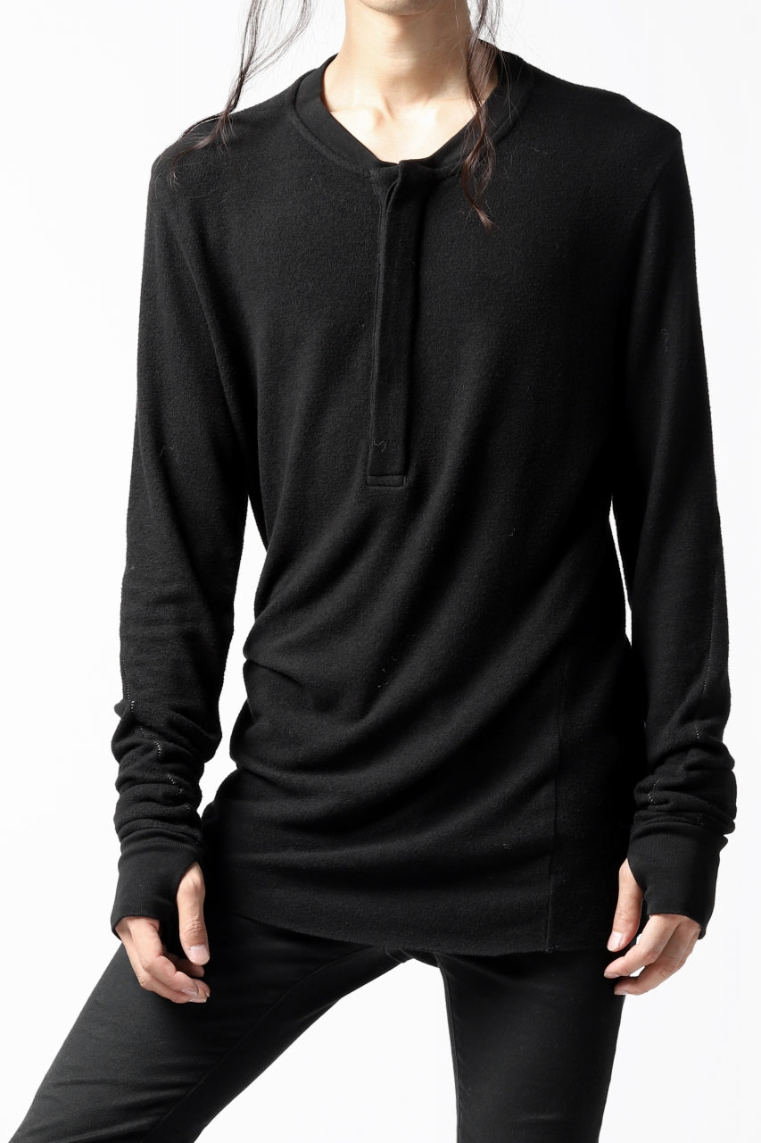 画像をギャラリービューアに読み込む, thomkrom HENRY NECK SWEATER TOPS / OVERLOCK STITCHED (BLACK)