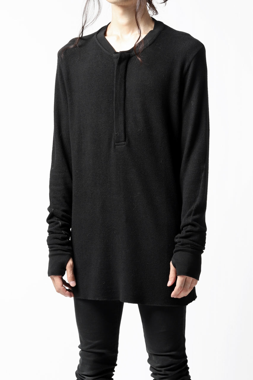 画像をギャラリービューアに読み込む, thomkrom HENRY NECK SWEATER TOPS / OVERLOCK STITCHED (BLACK)