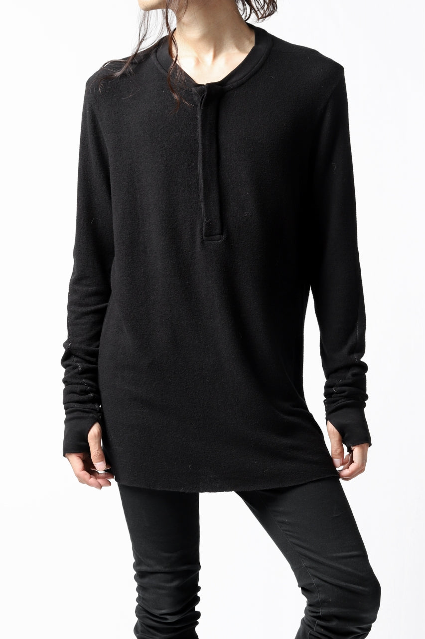 画像をギャラリービューアに読み込む, thomkrom HENRY NECK SWEATER TOPS / OVERLOCK STITCHED (BLACK)