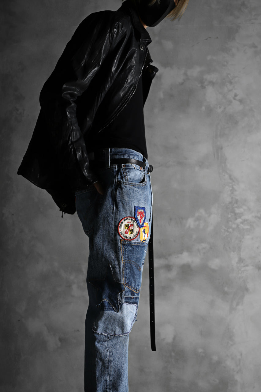 画像をギャラリービューアに読み込む, CHANGES VINTAGE REMAKE PATCHWORK DENIM TAPERED PANTS / VINTAGE DENIM (INDIGO #C)