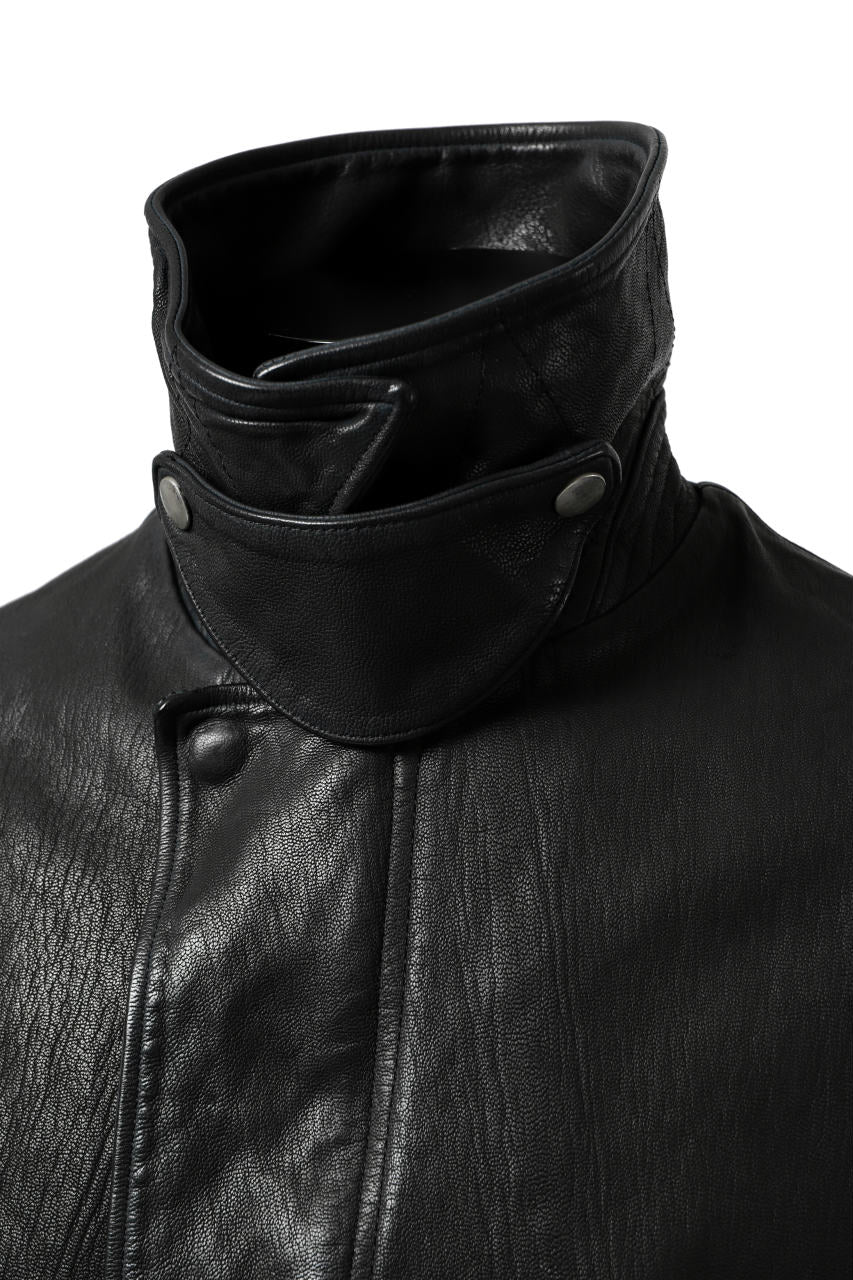 Load image into Gallery viewer, ISAMU KATAYAMA BACKLASH FLIGHT JACKET / GOAT LEATHER (GARMENT+SPRAY DYED / BLACK)