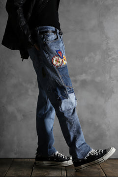 画像をギャラリービューアに読み込む, CHANGES VINTAGE REMAKE PATCHWORK DENIM TAPERED PANTS / VINTAGE DENIM (INDIGO #C)