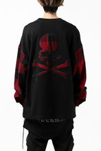 Load image into Gallery viewer, mastermind JAPAN COMBI PULLOVER TOPS / CHECK SHIRT SLEEVE (BLACK x RED)