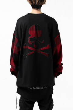 Load image into Gallery viewer, mastermind JAPAN COMBI PULLOVER TOPS / CHECK SHIRT SLEEVE (BLACK x RED)