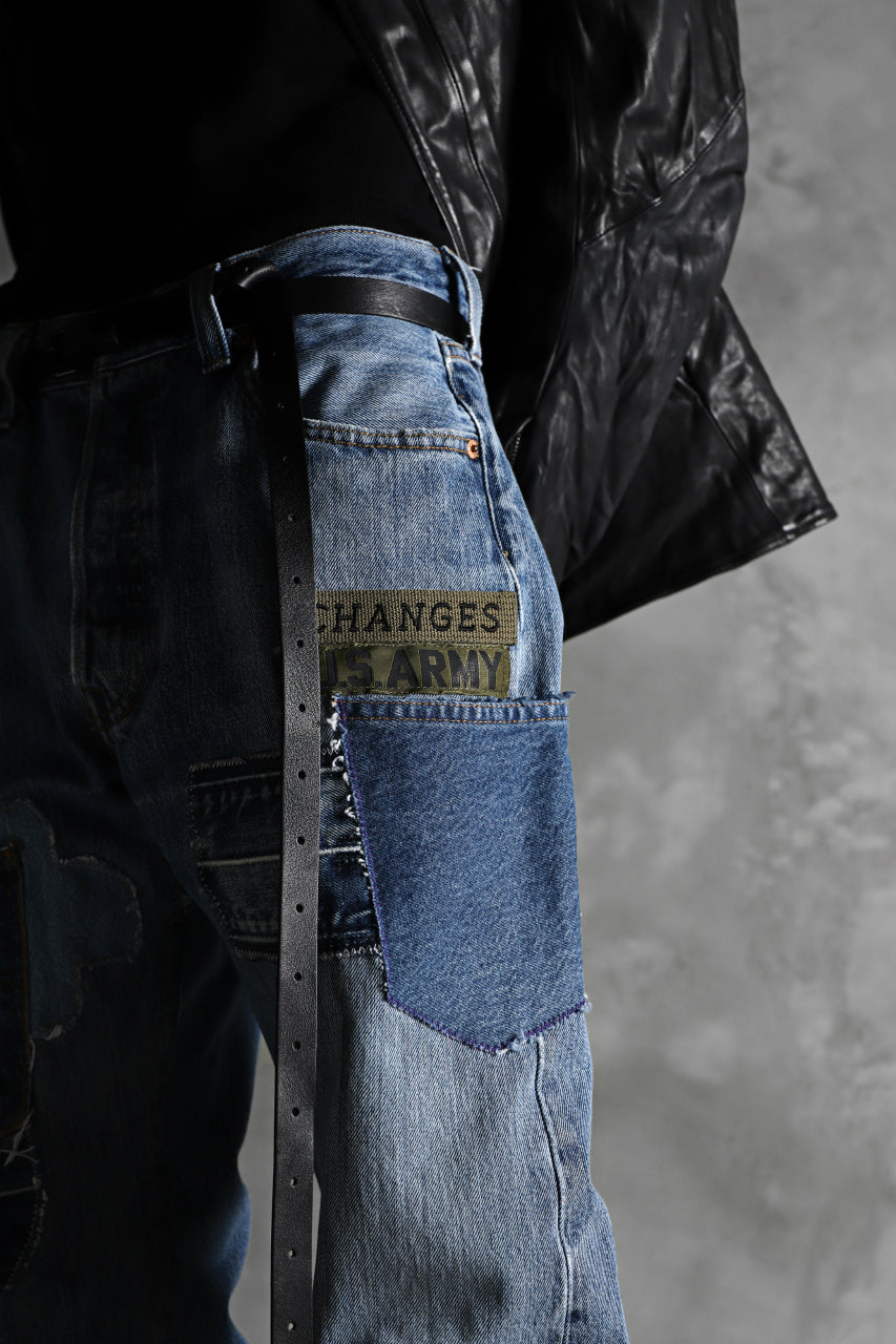 画像をギャラリービューアに読み込む, CHANGES VINTAGE REMAKE PATCHWORK DENIM TAPERED PANTS / VINTAGE DENIM (INDIGO #C)