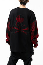 Load image into Gallery viewer, mastermind JAPAN COMBI PULLOVER TOPS / CHECK SHIRT SLEEVE (BLACK x RED)
