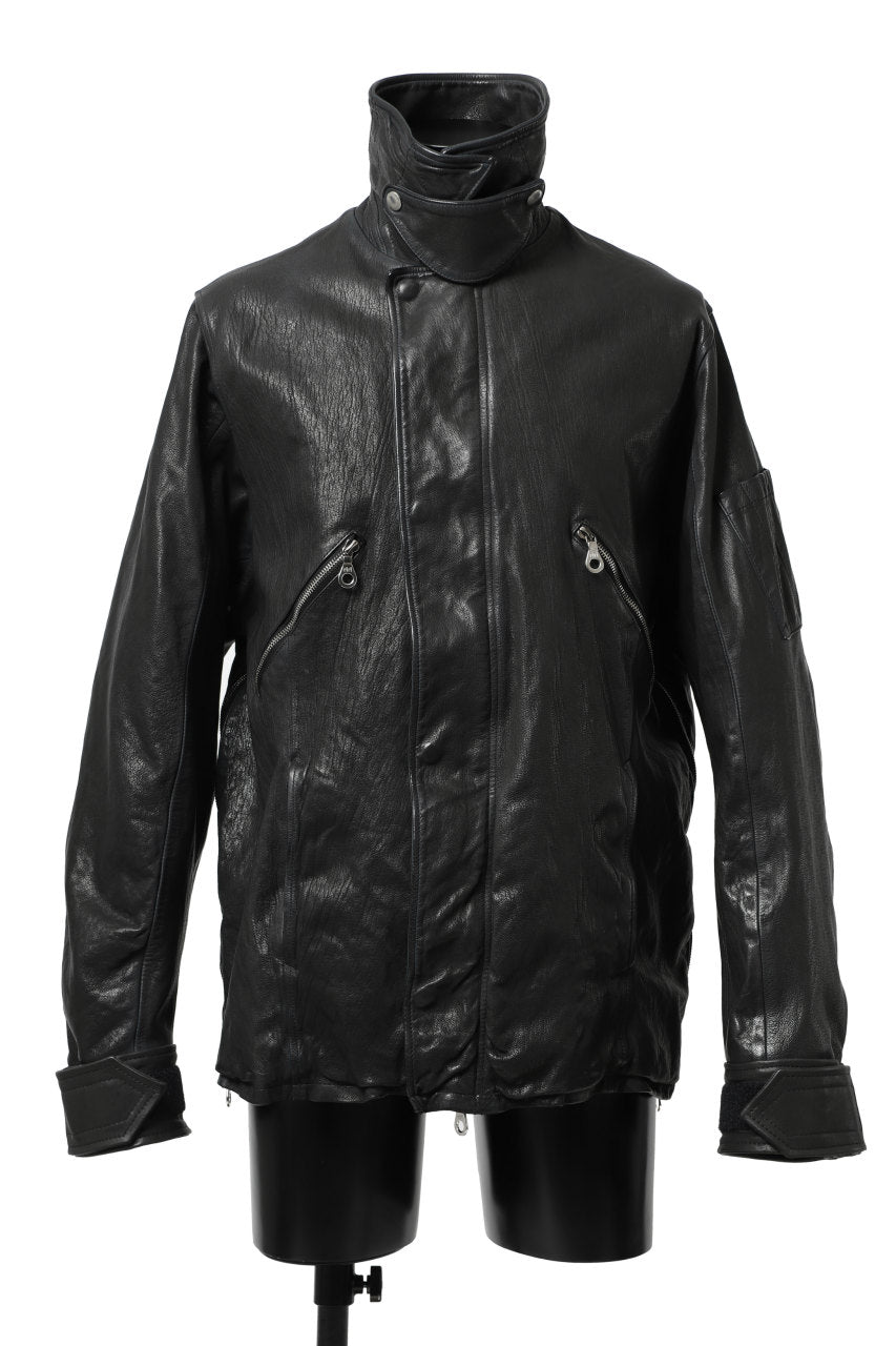 Load image into Gallery viewer, ISAMU KATAYAMA BACKLASH FLIGHT JACKET / GOAT LEATHER (GARMENT+SPRAY DYED / BLACK)