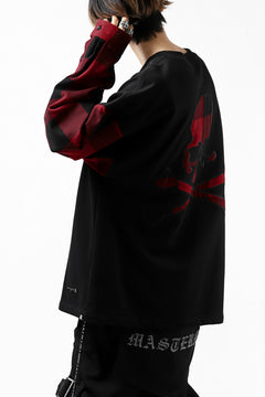 Load image into Gallery viewer, mastermind JAPAN COMBI PULLOVER TOPS / CHECK SHIRT SLEEVE (BLACK x RED)