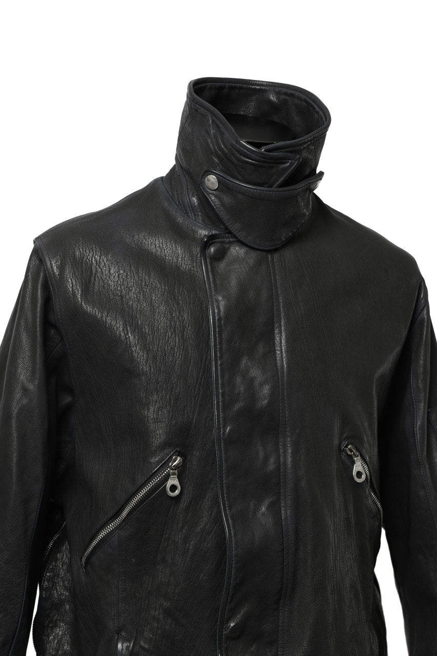 Load image into Gallery viewer, ISAMU KATAYAMA BACKLASH FLIGHT JACKET / GOAT LEATHER (GARMENT+SPRAY DYED / BLACK)