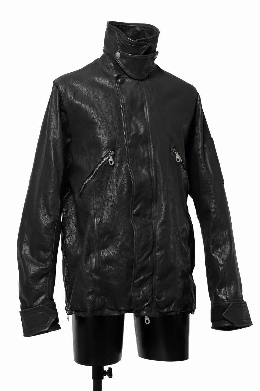 Load image into Gallery viewer, ISAMU KATAYAMA BACKLASH FLIGHT JACKET / GOAT LEATHER (GARMENT+SPRAY DYED / BLACK)