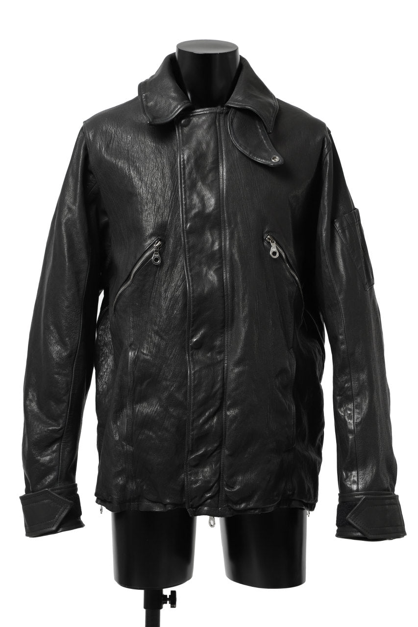 Load image into Gallery viewer, ISAMU KATAYAMA BACKLASH FLIGHT JACKET / GOAT LEATHER (GARMENT+SPRAY DYED / BLACK)