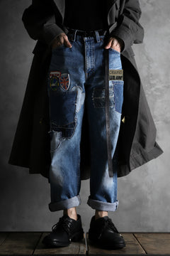 画像をギャラリービューアに読み込む, CHANGES VINTAGE REMAKE PATCHWORK DENIM TAPERED PANTS / VINTAGE DENIM (INDIGO #E)
