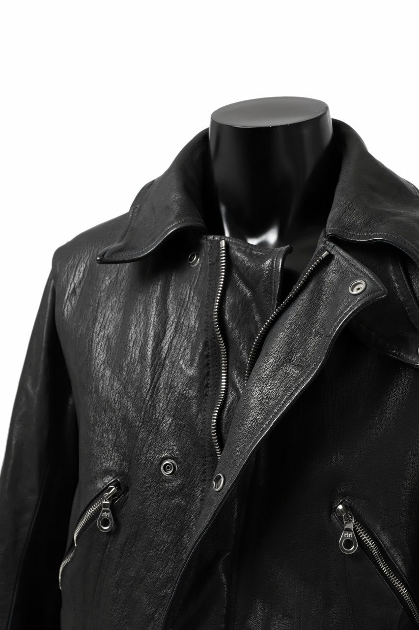 Load image into Gallery viewer, ISAMU KATAYAMA BACKLASH FLIGHT JACKET / GOAT LEATHER (GARMENT+SPRAY DYED / BLACK)