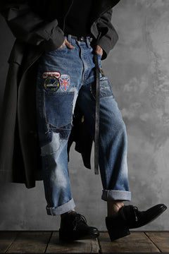 画像をギャラリービューアに読み込む, CHANGES VINTAGE REMAKE PATCHWORK DENIM TAPERED PANTS / VINTAGE DENIM (INDIGO #E)