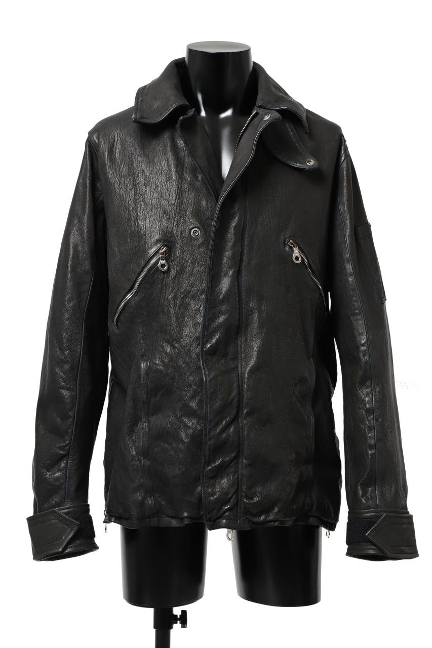 Load image into Gallery viewer, ISAMU KATAYAMA BACKLASH FLIGHT JACKET / GOAT LEATHER (GARMENT+SPRAY DYED / BLACK)
