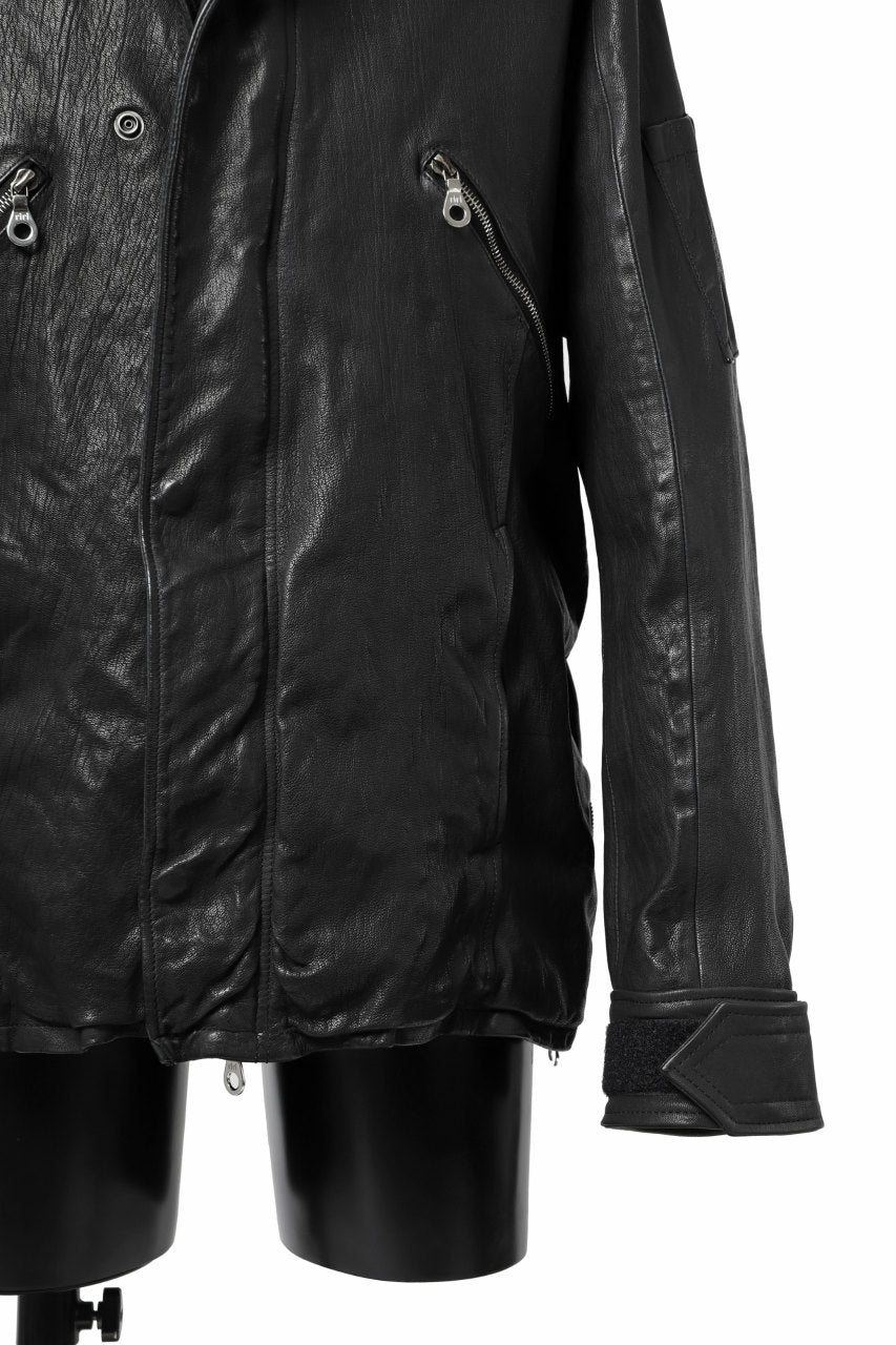 Load image into Gallery viewer, ISAMU KATAYAMA BACKLASH FLIGHT JACKET / GOAT LEATHER (GARMENT+SPRAY DYED / BLACK)
