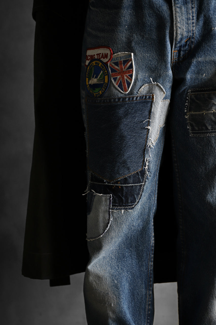 画像をギャラリービューアに読み込む, CHANGES VINTAGE REMAKE PATCHWORK DENIM TAPERED PANTS / VINTAGE DENIM (INDIGO #E)