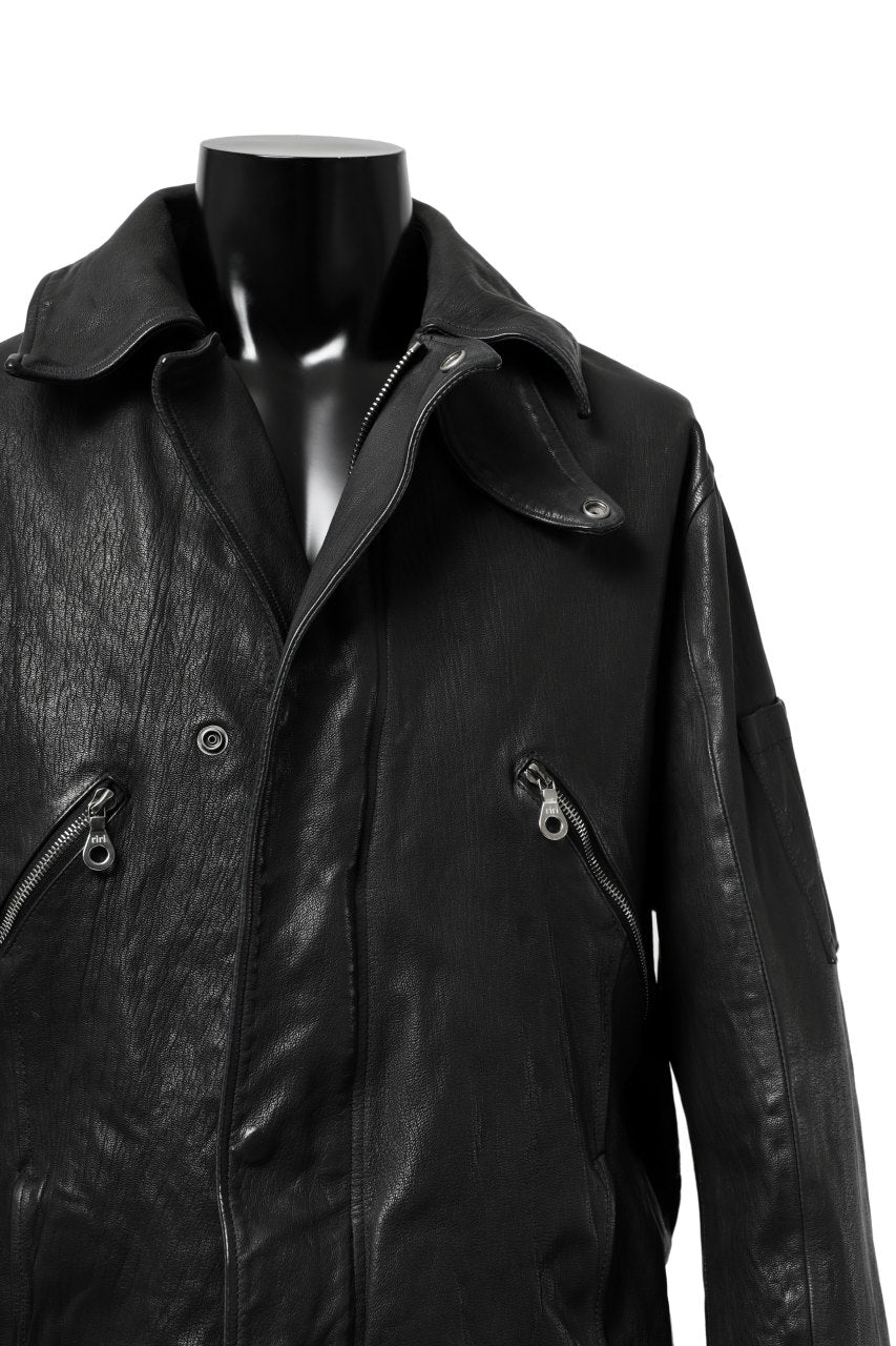 Load image into Gallery viewer, ISAMU KATAYAMA BACKLASH FLIGHT JACKET / GOAT LEATHER (GARMENT+SPRAY DYED / BLACK)