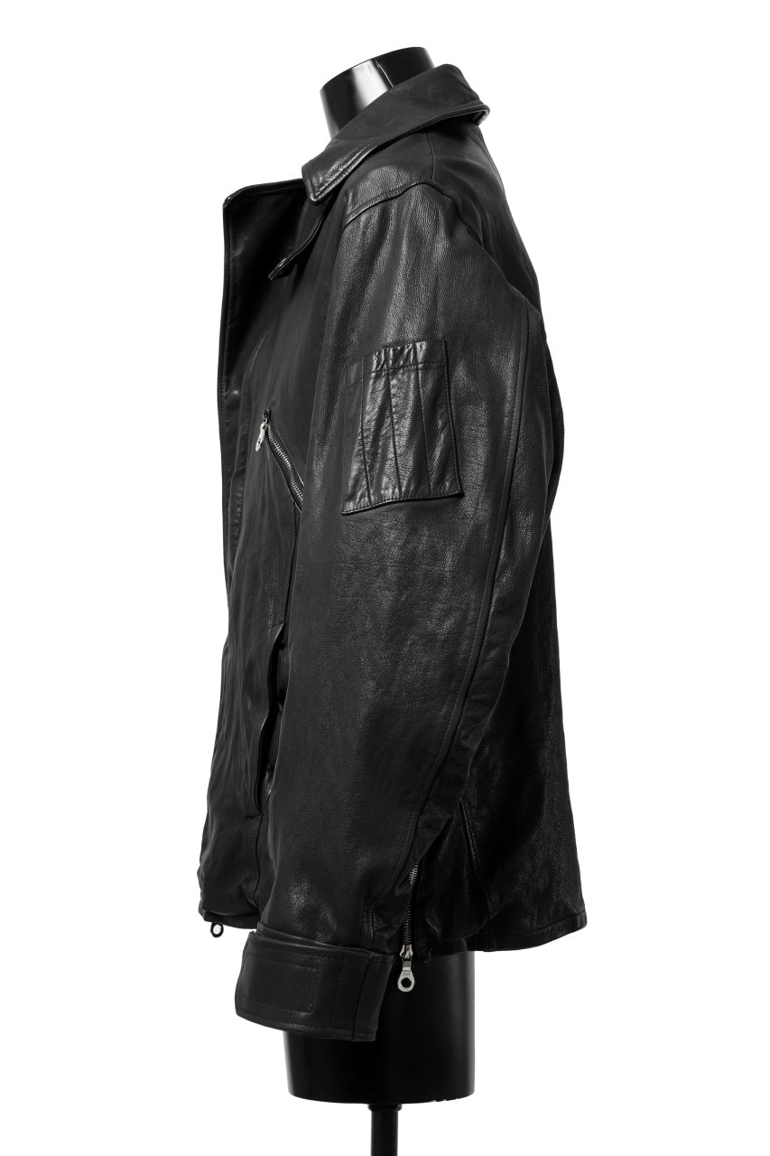 Load image into Gallery viewer, ISAMU KATAYAMA BACKLASH FLIGHT JACKET / GOAT LEATHER (GARMENT+SPRAY DYED / BLACK)