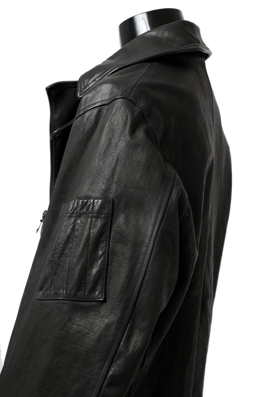 Load image into Gallery viewer, ISAMU KATAYAMA BACKLASH FLIGHT JACKET / GOAT LEATHER (GARMENT+SPRAY DYED / BLACK)