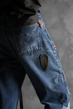 画像をギャラリービューアに読み込む, CHANGES VINTAGE REMAKE PATCHWORK DENIM TAPERED PANTS / VINTAGE DENIM (INDIGO #E)