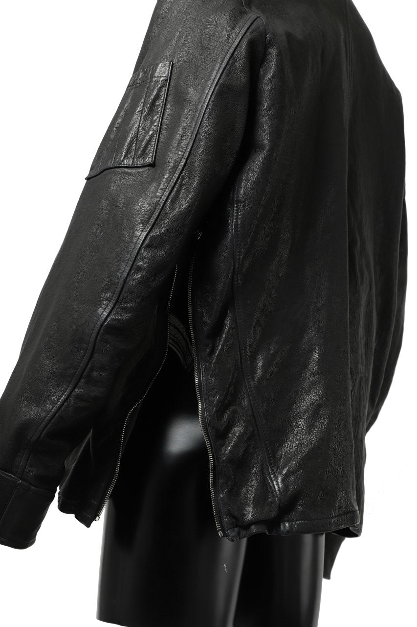 Load image into Gallery viewer, ISAMU KATAYAMA BACKLASH FLIGHT JACKET / GOAT LEATHER (GARMENT+SPRAY DYED / BLACK)