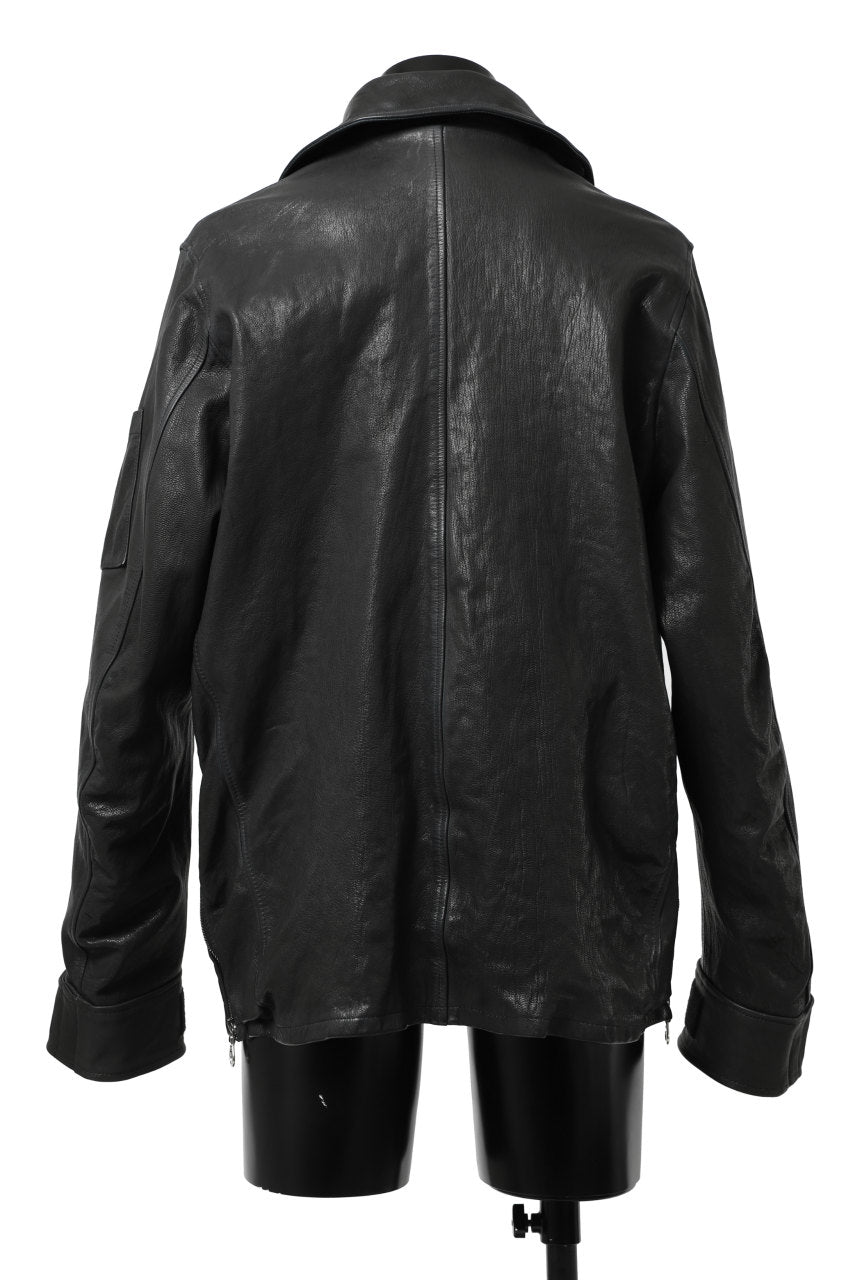 Load image into Gallery viewer, ISAMU KATAYAMA BACKLASH FLIGHT JACKET / GOAT LEATHER (GARMENT+SPRAY DYED / BLACK)