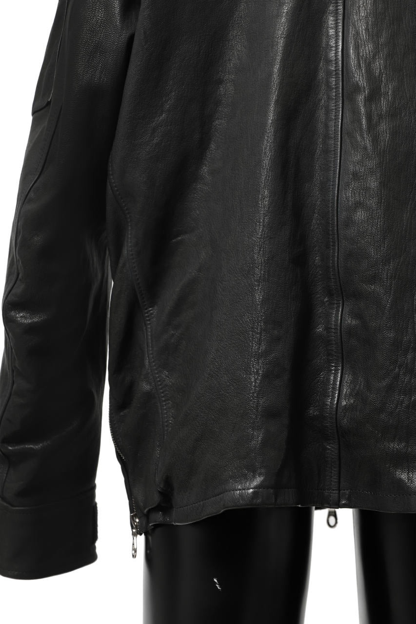 Load image into Gallery viewer, ISAMU KATAYAMA BACKLASH FLIGHT JACKET / GOAT LEATHER (GARMENT+SPRAY DYED / BLACK)