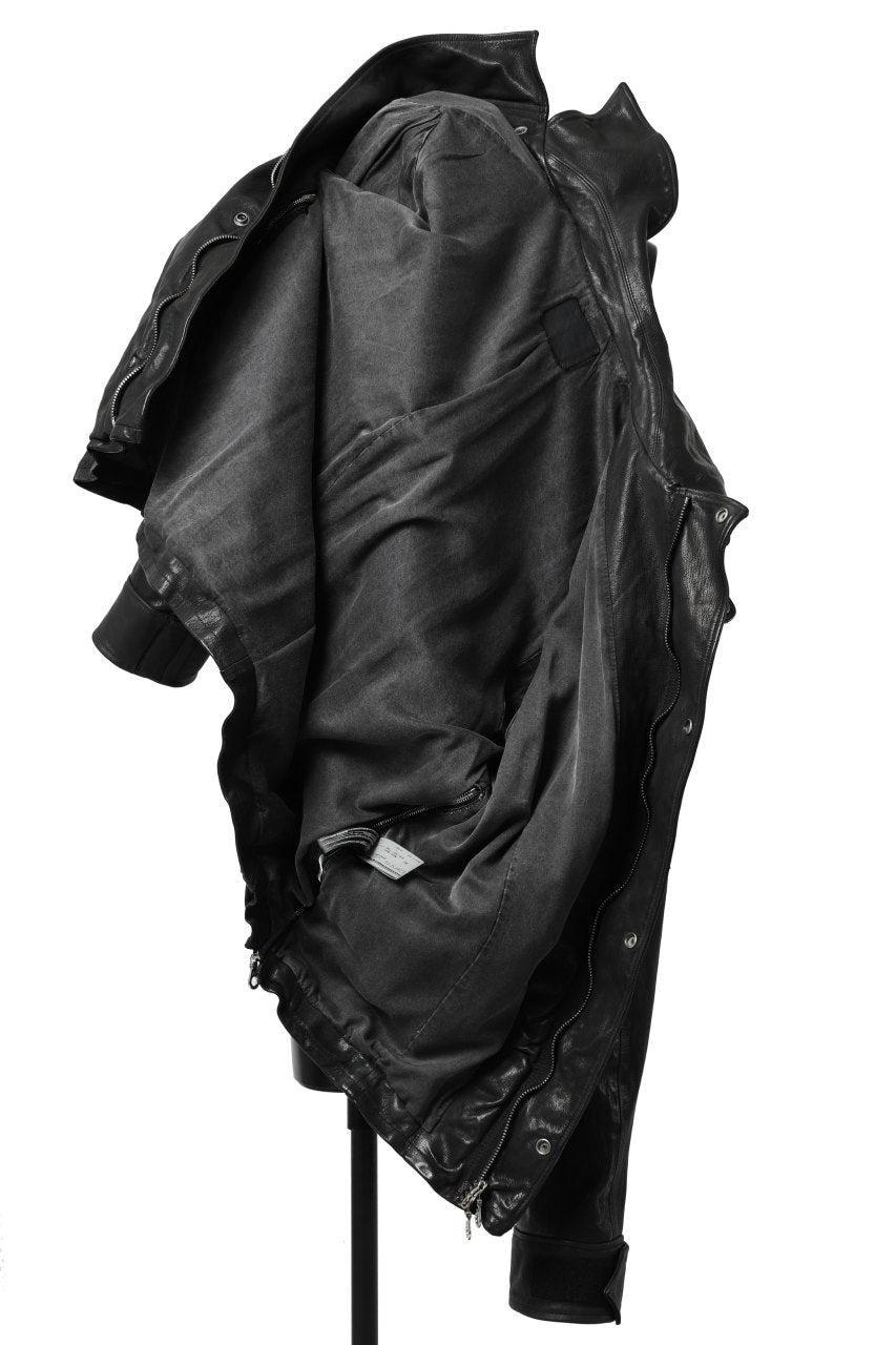 Load image into Gallery viewer, ISAMU KATAYAMA BACKLASH FLIGHT JACKET / GOAT LEATHER (GARMENT+SPRAY DYED / BLACK)