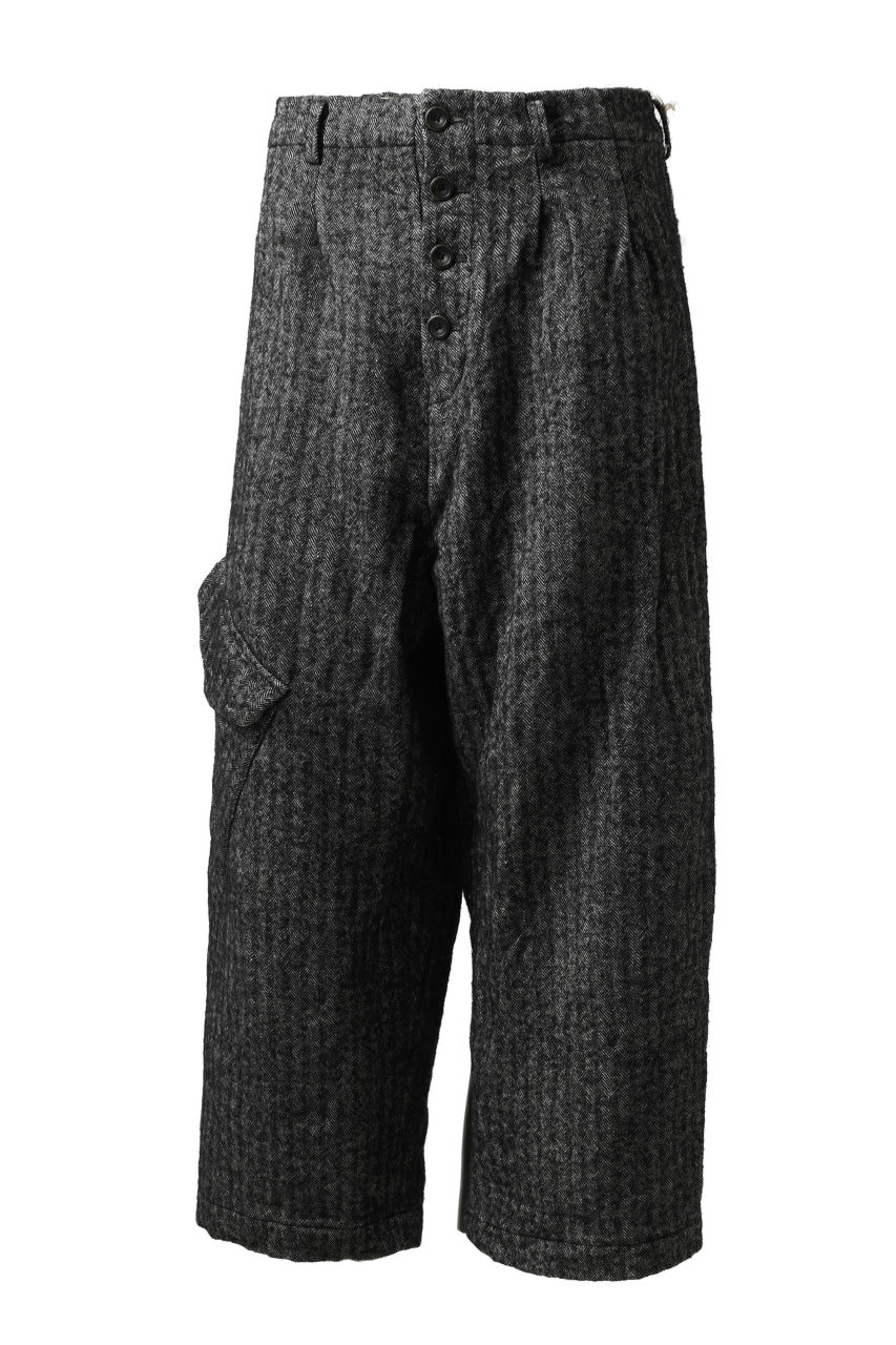 画像をギャラリービューアに読み込む, YUTA MATSUOKA buggy trousers / wool linen herringbone (charcoal grey)