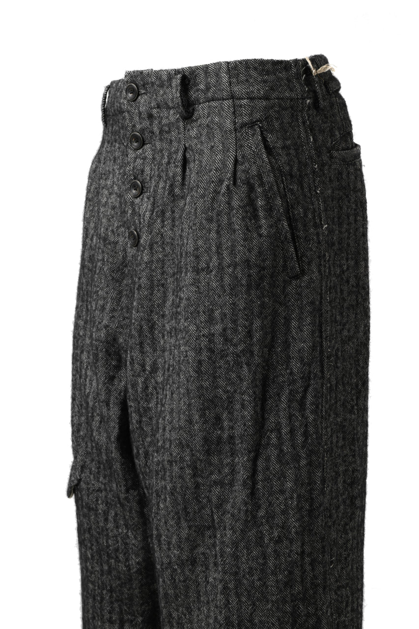 画像をギャラリービューアに読み込む, YUTA MATSUOKA buggy trousers / wool linen herringbone (charcoal grey)