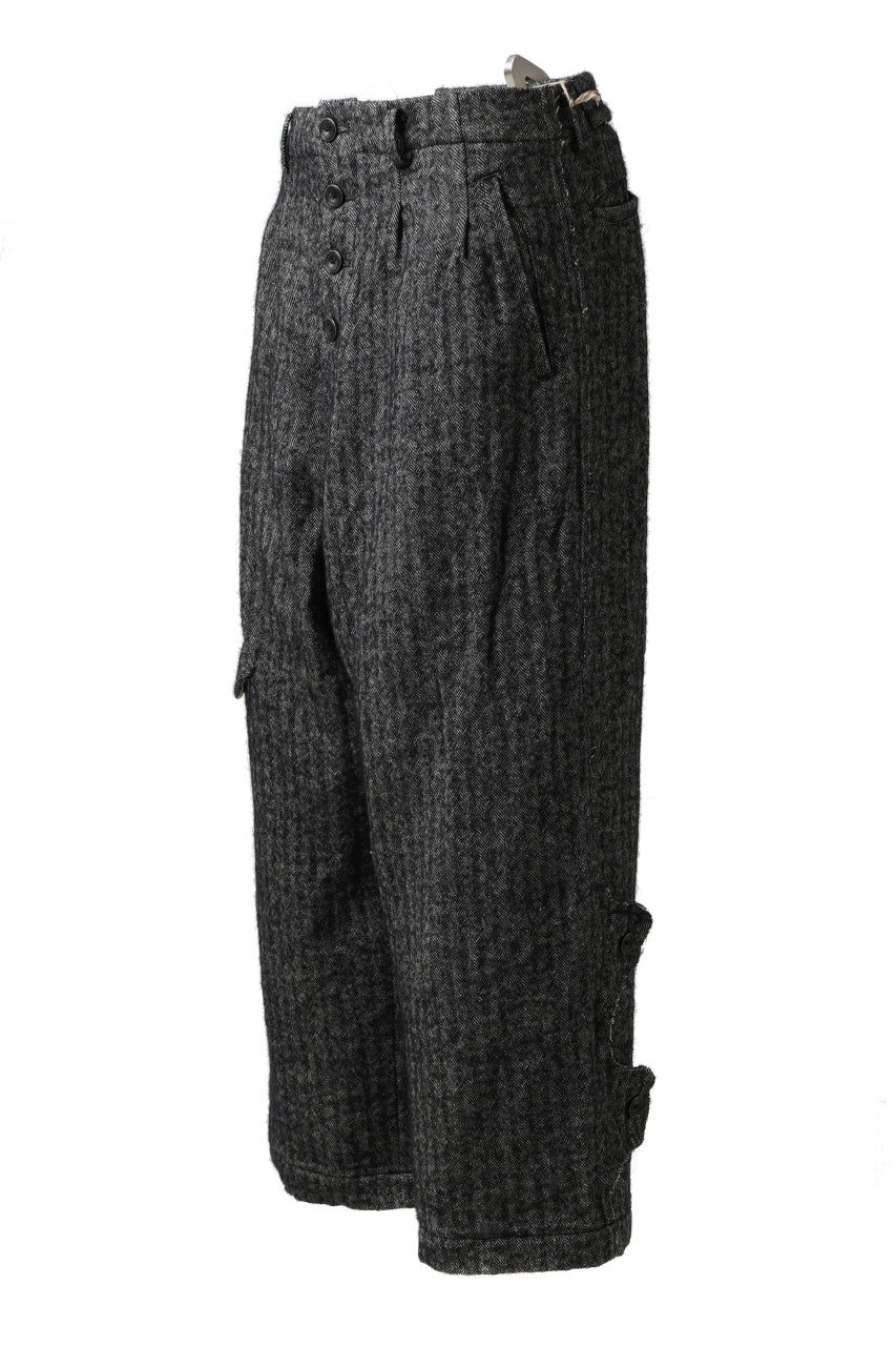 画像をギャラリービューアに読み込む, YUTA MATSUOKA buggy trousers / wool linen herringbone (charcoal grey)