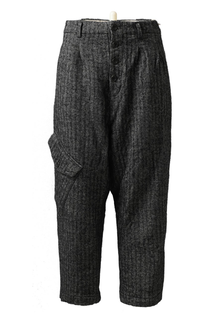 画像をギャラリービューアに読み込む, YUTA MATSUOKA buggy trousers / wool linen herringbone (charcoal grey)