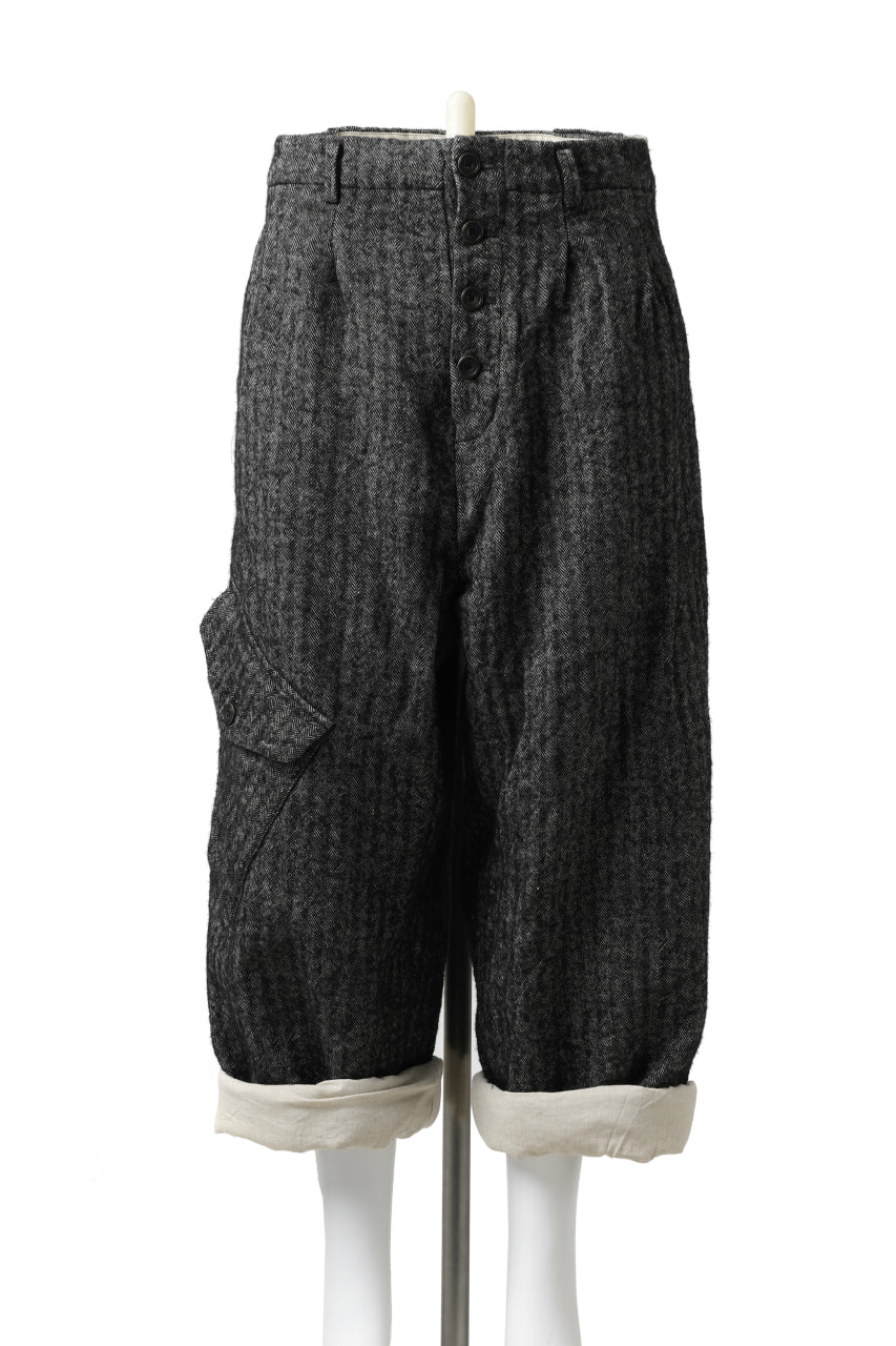 画像をギャラリービューアに読み込む, YUTA MATSUOKA buggy trousers / wool linen herringbone (charcoal grey)