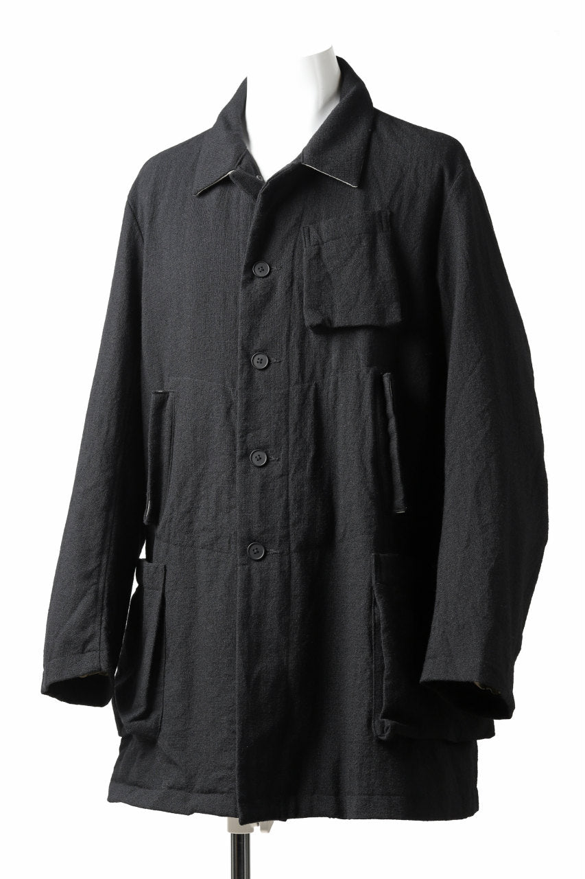 画像をギャラリービューアに読み込む, KLASICA KISTE-TWEED SHORT COAT / OFF TWEED WOOL (BLACK)