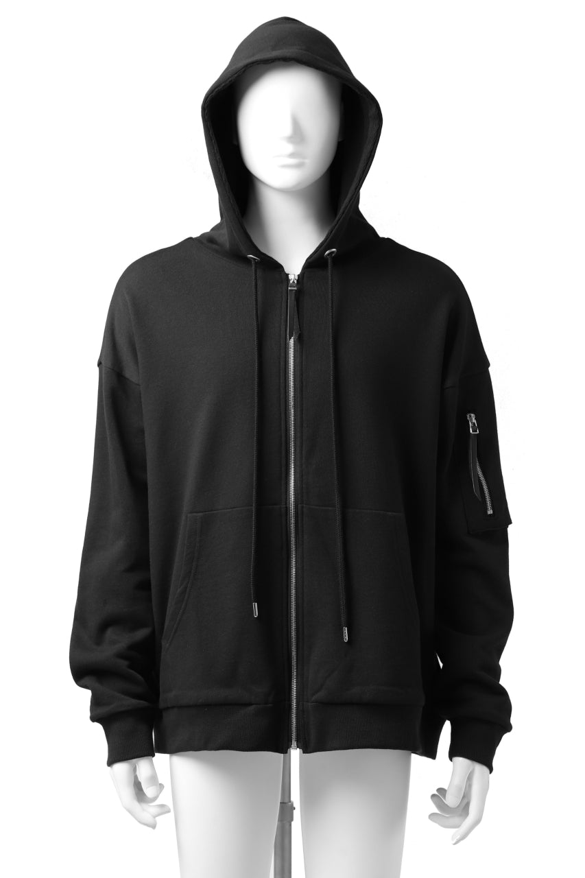 画像をギャラリービューアに読み込む, DEFORMATER.® BOMBER-HOODIE JACKET / SWEAT+WAFFLE JERSEY (BLACK)
