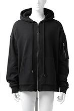 画像をギャラリービューアに読み込む, DEFORMATER.® BOMBER-HOODIE JACKET / SWEAT+WAFFLE JERSEY (BLACK)