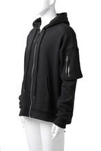 画像をギャラリービューアに読み込む, DEFORMATER.® BOMBER-HOODIE JACKET / SWEAT+WAFFLE JERSEY (BLACK)