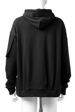 画像をギャラリービューアに読み込む, DEFORMATER.® BOMBER-HOODIE JACKET / SWEAT+WAFFLE JERSEY (BLACK)