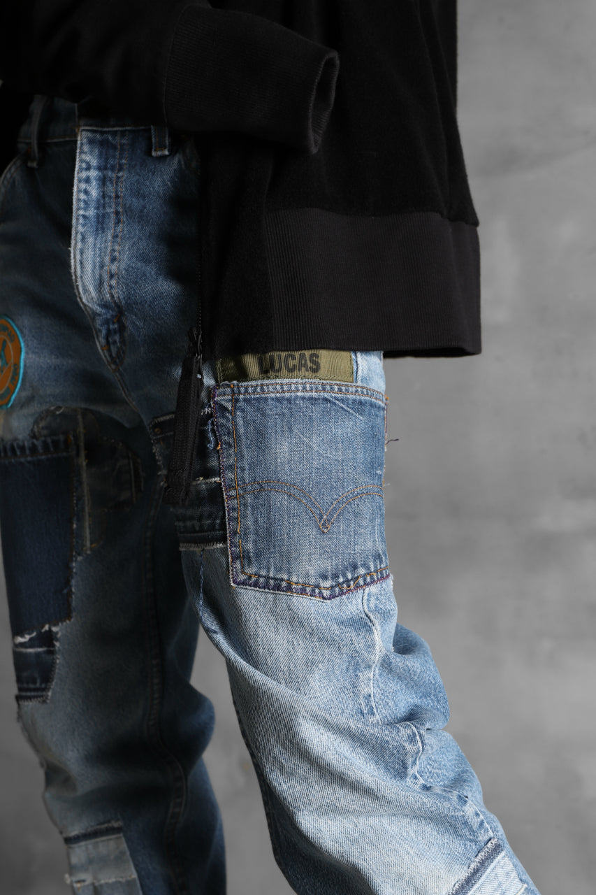 画像をギャラリービューアに読み込む, CHANGES VINTAGE REMAKE PATCHWORK DENIM TAPERED PANTS / VINTAGE DENIM (INDIGO #B)